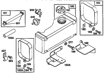 Fuel Tank Diagram and Parts List for 259700  Briggs and Stratton Engine